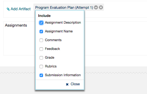 assignment options to include